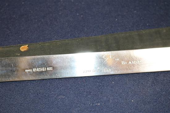 An Asprey & Co. silver ruler, London, 1936.